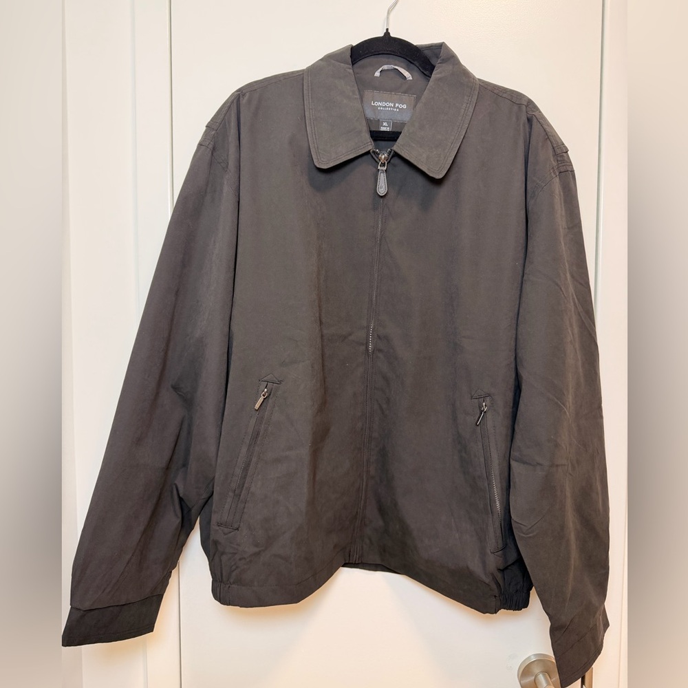 London Fog Jacket Men's XL Black NWT Full Zip Plaid Lined Golf Windbreaker